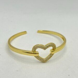 Heart Cuff Bangle 18k Gold Plated